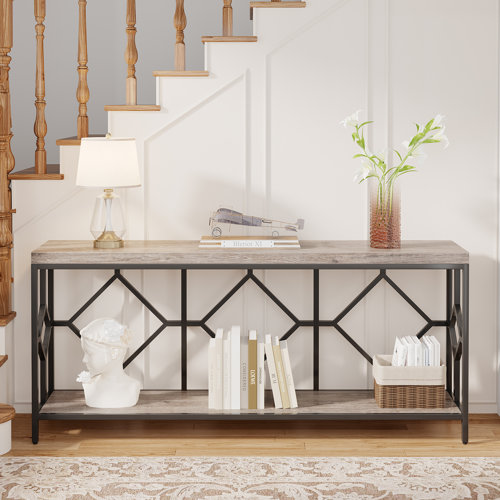 Mercer41 70.86'' Extra Long Entryway Accent Table, 2 Tier Console Sofa